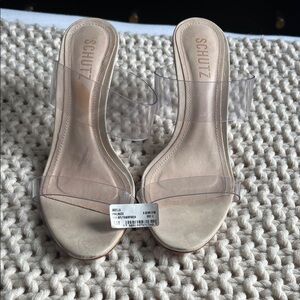 Schutz Women's Nude Clear Strap Heels